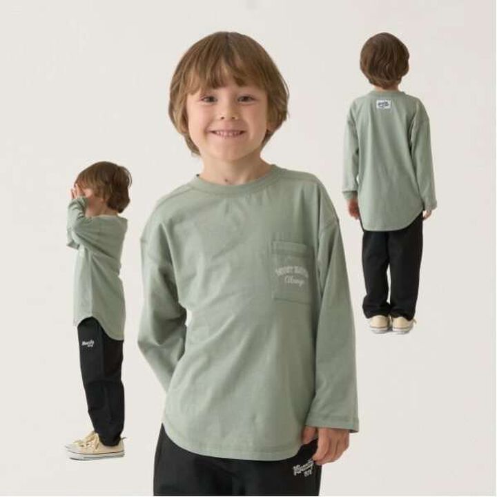 Non-Deforming Versatile Round Hem Pocket T-Shirt,Blue green, medium image number 19