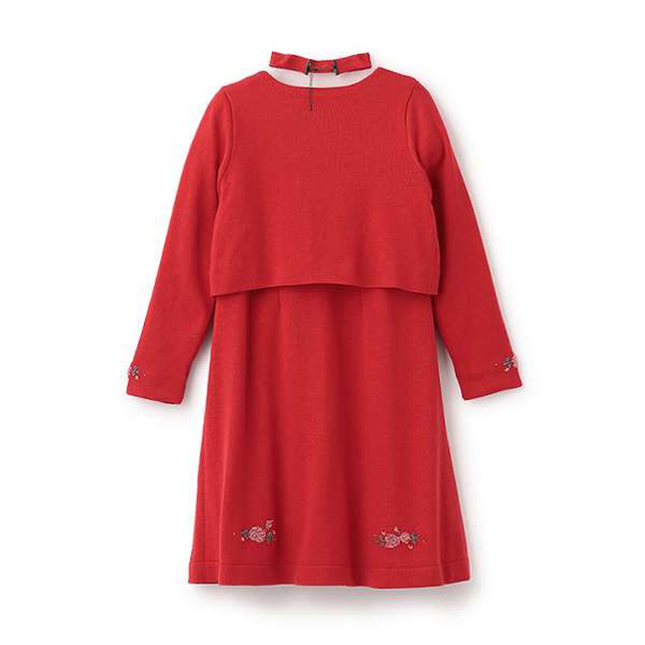 35th Beaded Embroidery Knit Dress & Bolero Set,Red, large image number 1