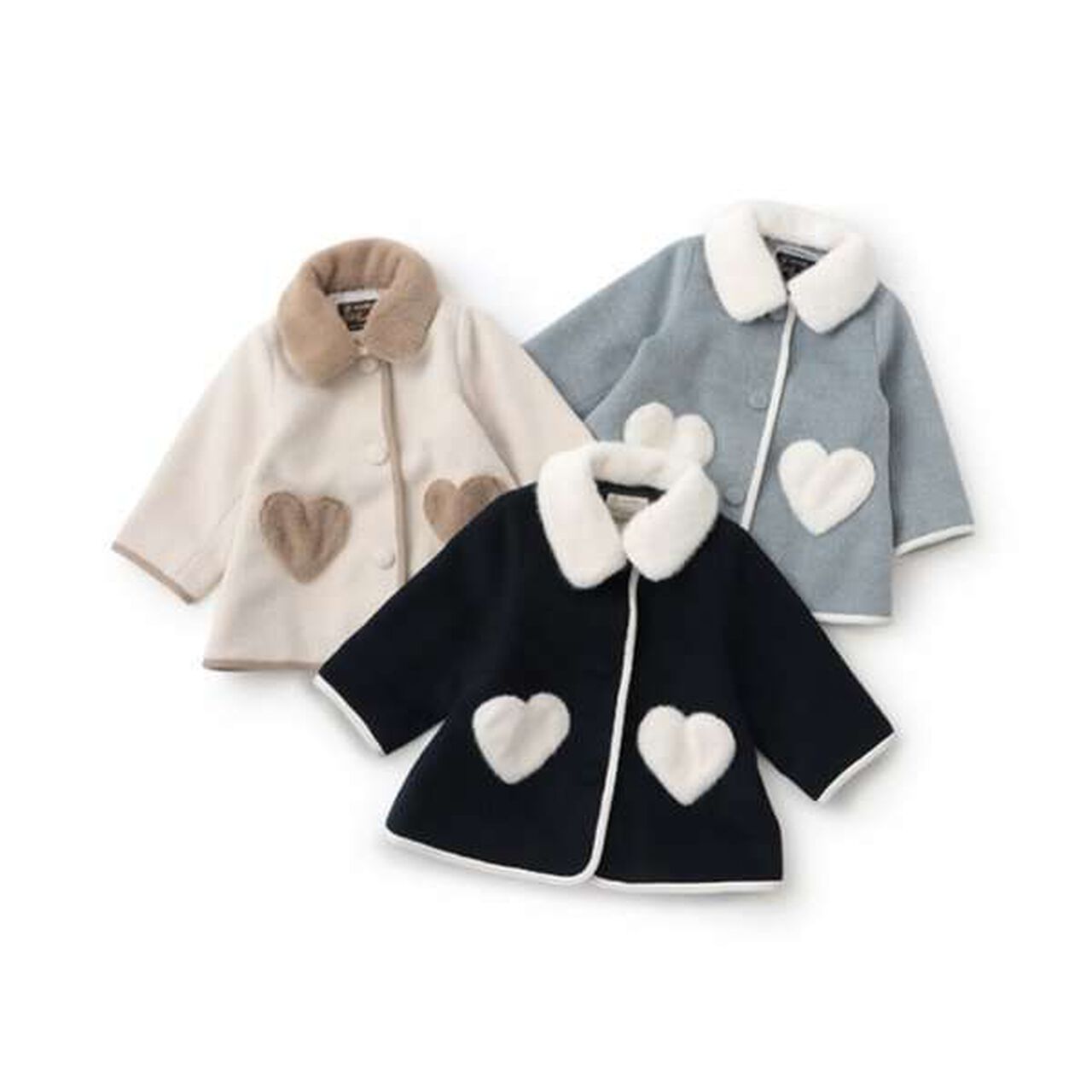 Faux Fur Collar Heart Pocket Coat,Gray, large image number 5