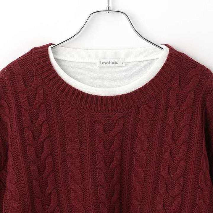 Inner Layered Cropped Knit,Deep red, medium image number 4