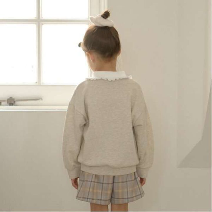 Pilling-Resistant Fuzzy Frill Collar Sweatshirt,Milky white, medium image number 18
