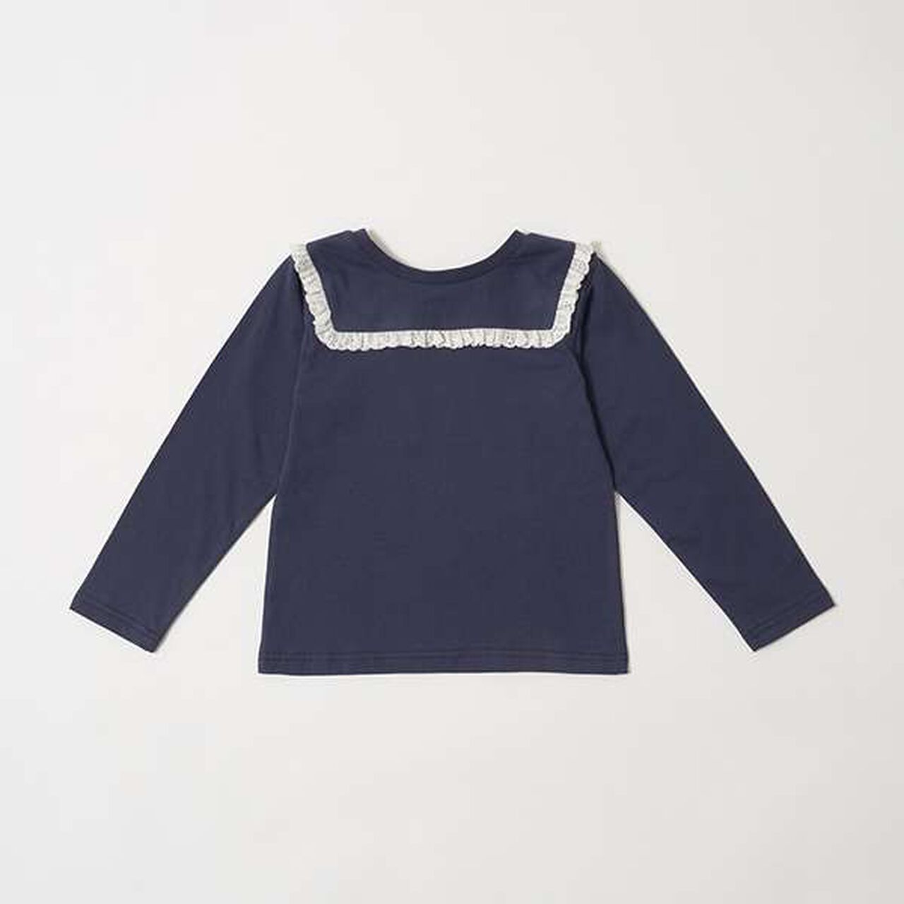 Non-Deforming Cotton Lace Long-Sleeve T-Shirt,Blue gray, large image number 9