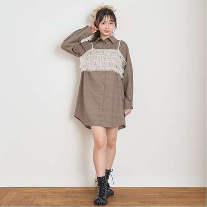 Glen Checkered One-Piece Dress with Bustier,, medium