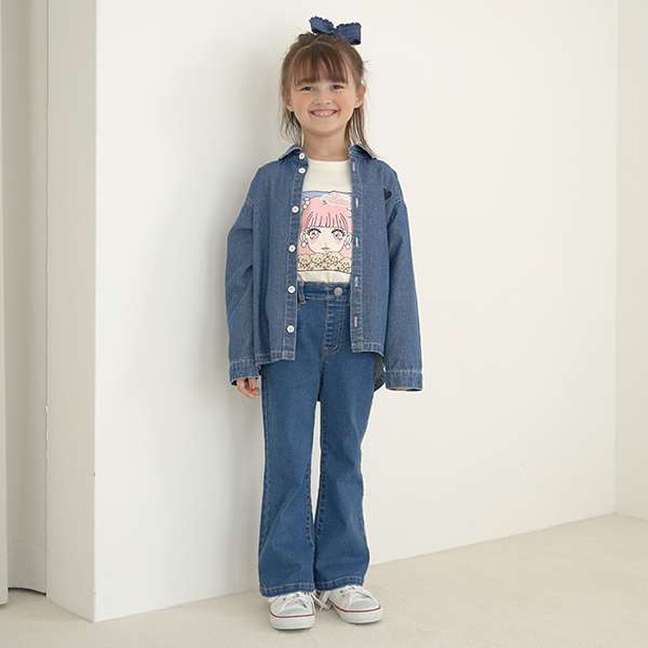 Non-Deforming Girls' Frill Big T-Shirt,Black, large image number 15