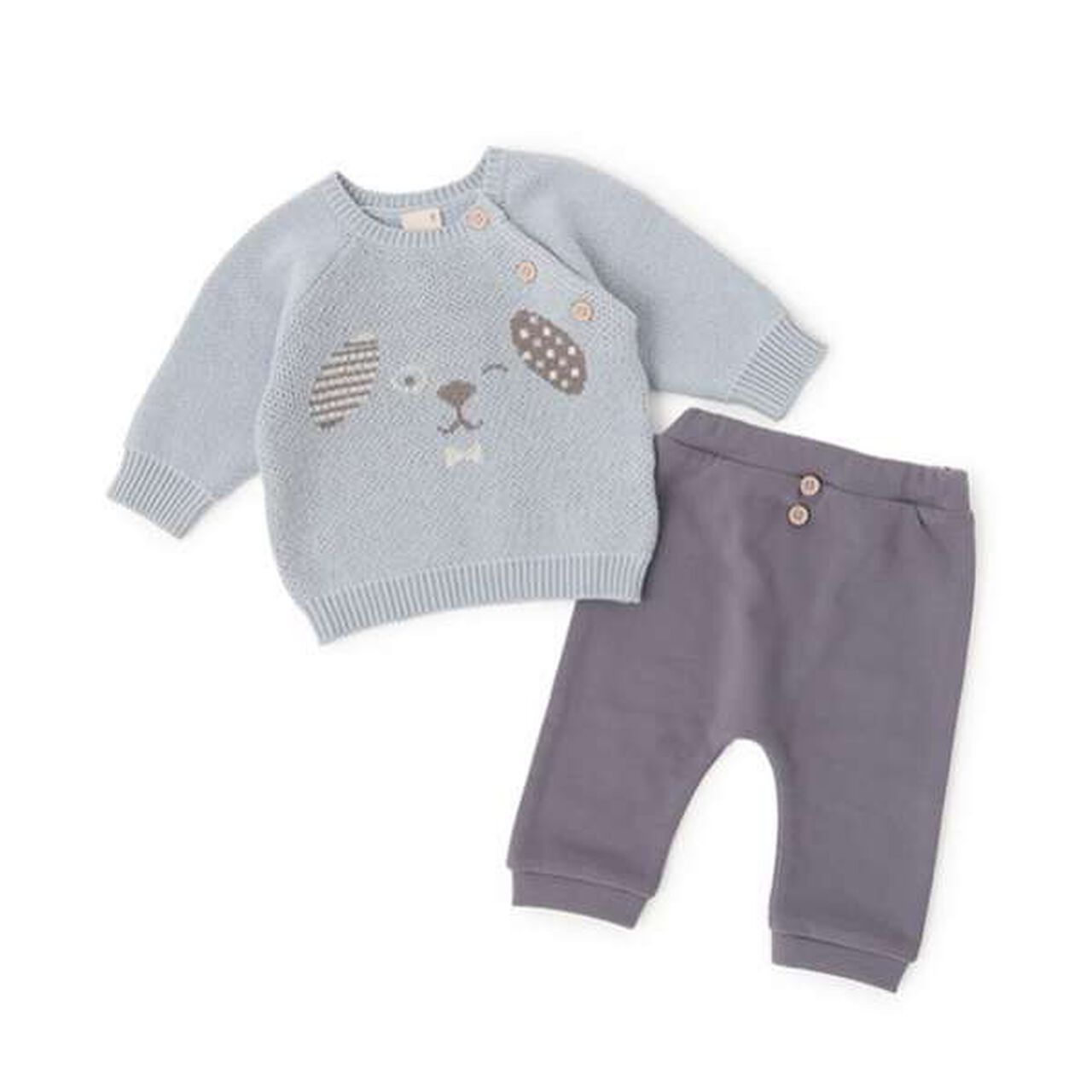 Dog Print Knit + Pants Set,Ivory, large image number 16