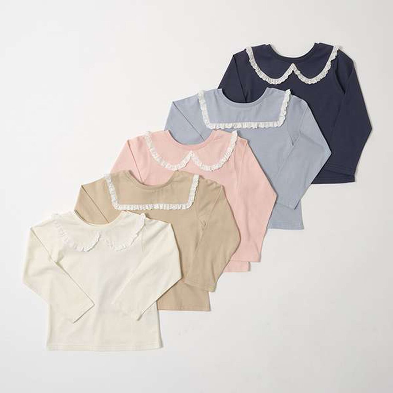 Non-Deforming Cotton Lace Long-Sleeve T-Shirt,Blue gray, large image number 1