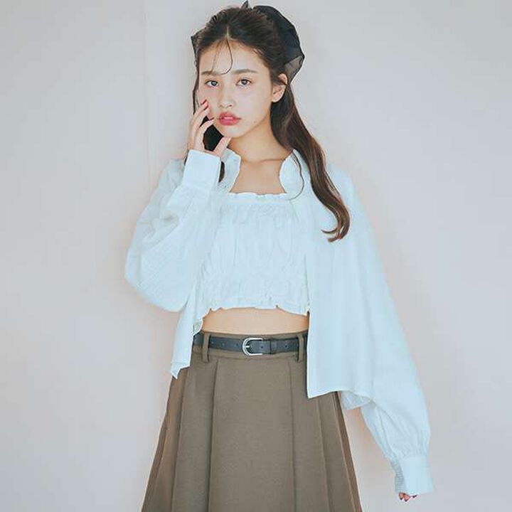 Long-Sleeve Shirt with Bustier,Blue, medium image number 13
