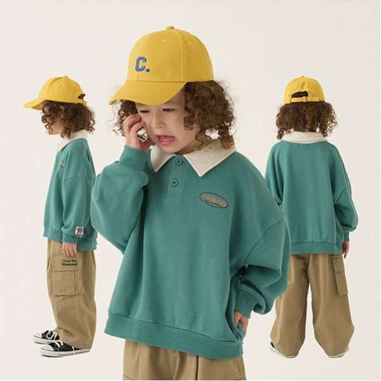 Pilling-Resistant Collared Sweatshirt,Beige, large image number 18