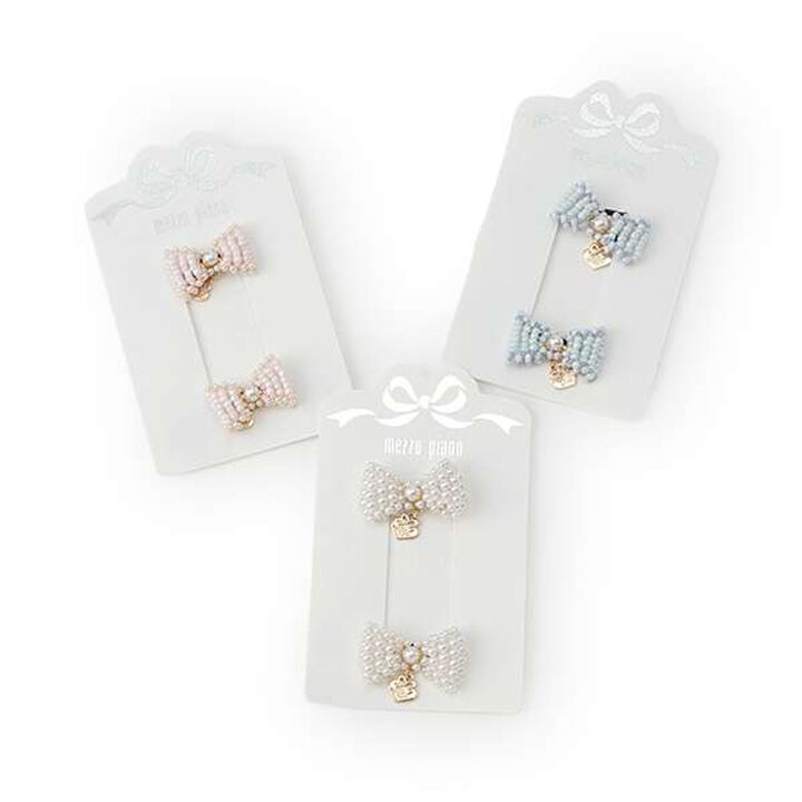 Beaded Ribbon Hair Set (2 Pc),Lavender, medium image number 3
