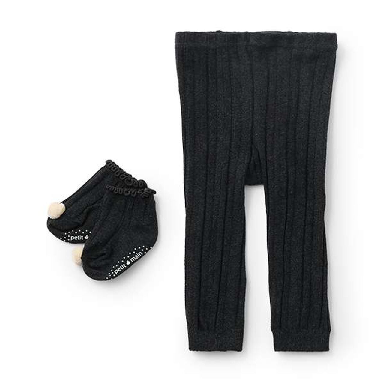 Leggings with Socks,Charcoal gray, large image number 0