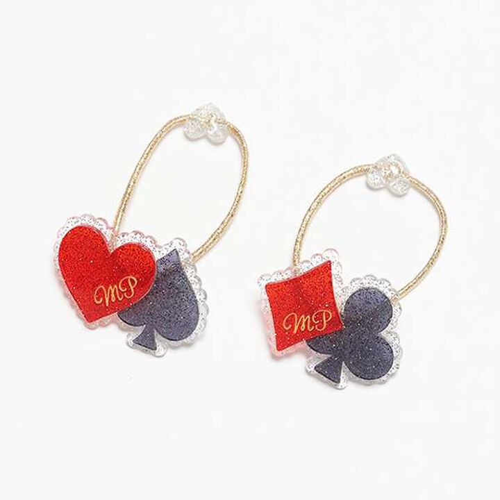 Playing Card Hair Pony Set (2 Pcs),Red, medium image number 0