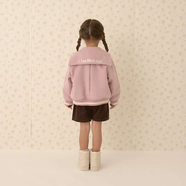 Sailor Collar Varsity Jacket,Beige, medium image number 2