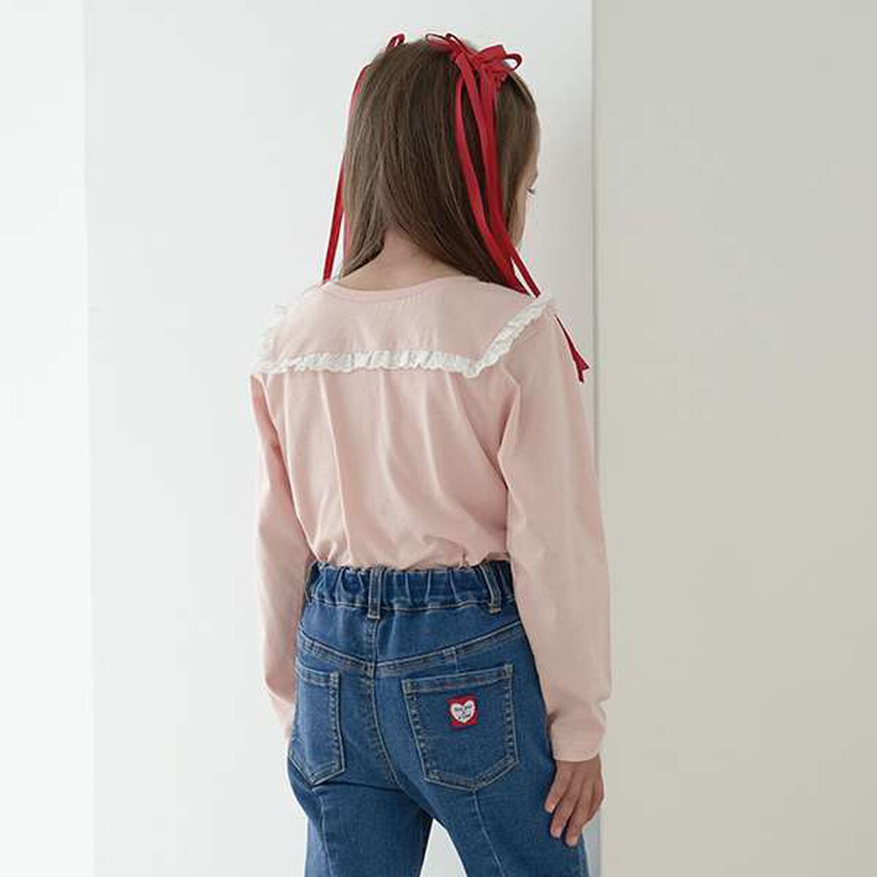 Non-Deforming Cotton Lace Long-Sleeve T-Shirt,Blue gray, large image number 10
