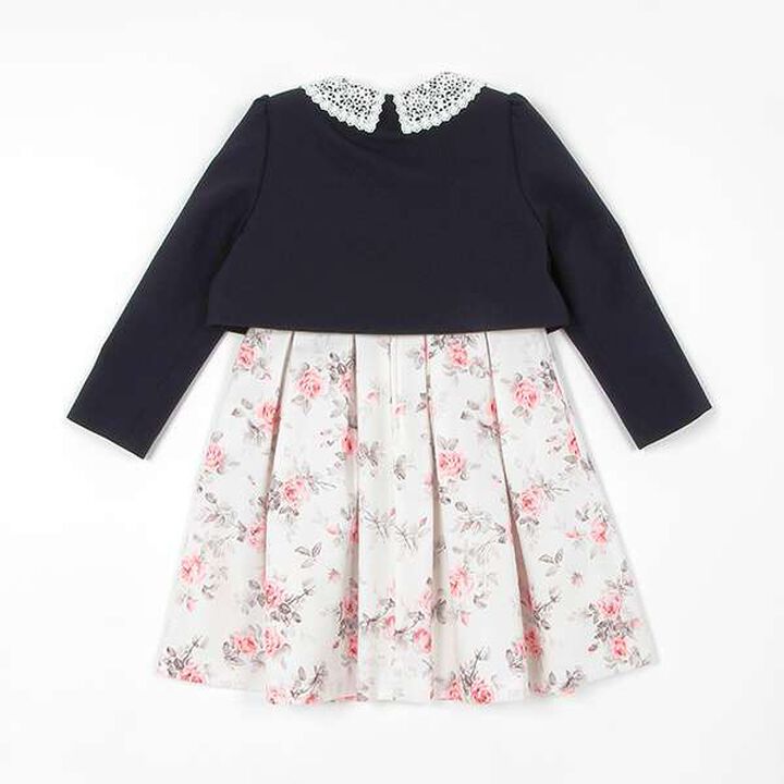 Lace Collar Floral Dress & Jacket Set,Pearl white, medium image number 12