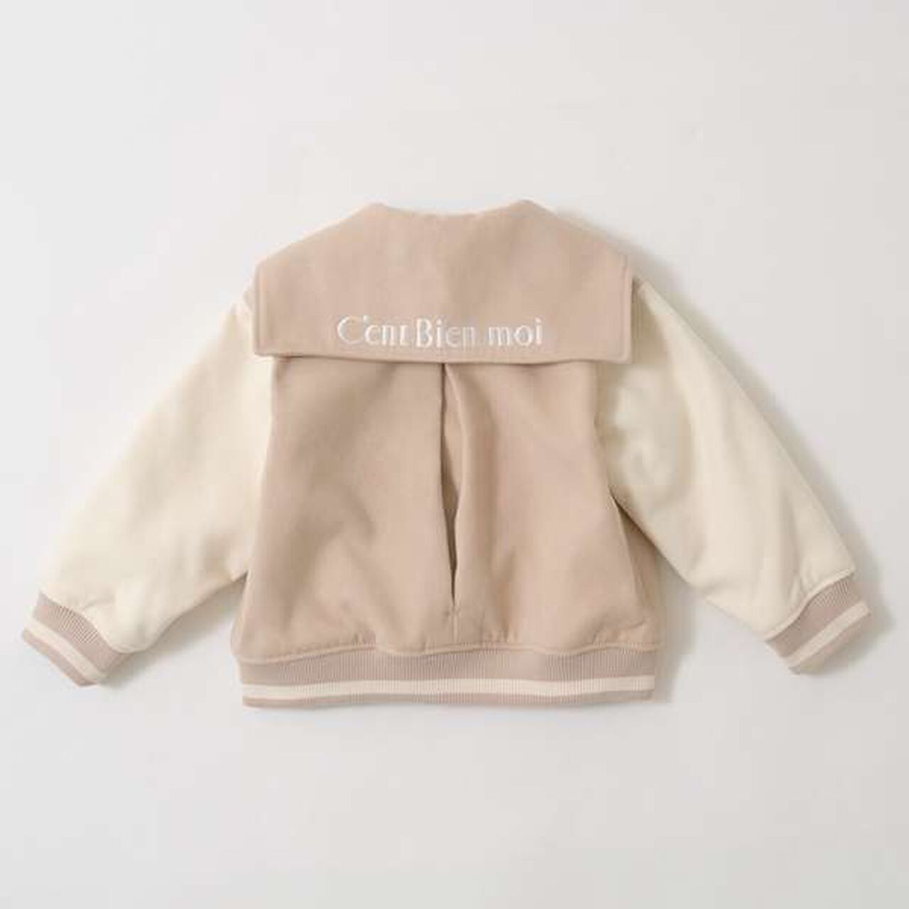 Sailor Collar Varsity Jacket,Beige, large image number 13
