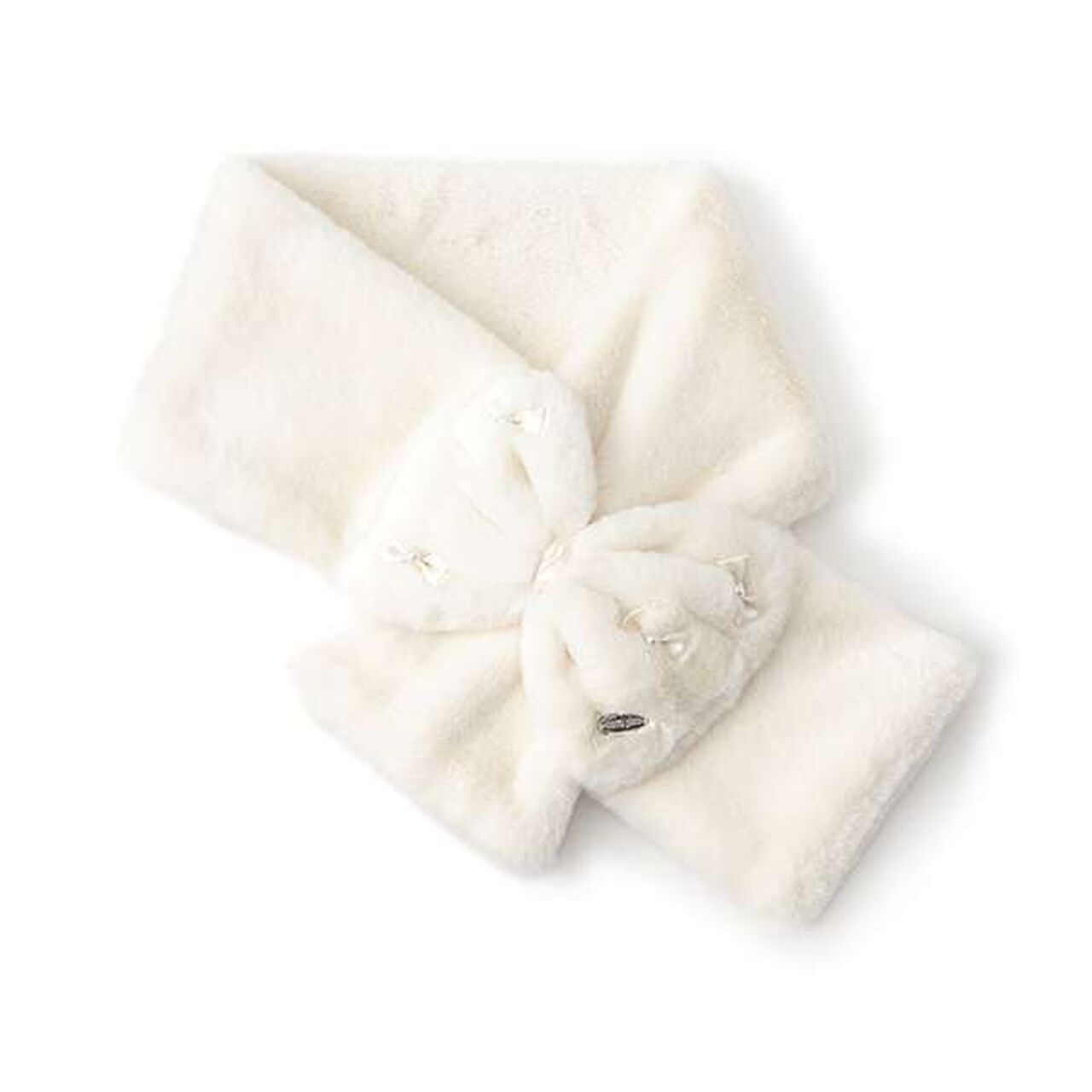 Ribbon Faux Fur Scarf,Off white, large image number 0