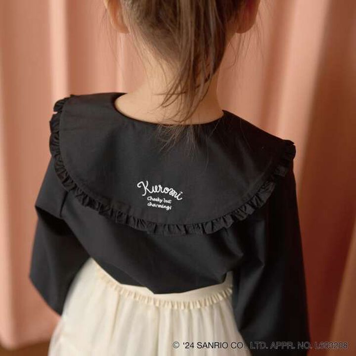Sanrio Kuromi Frill Collar Blouse & Ribbon Hair Tie Set,Black, medium image number 9
