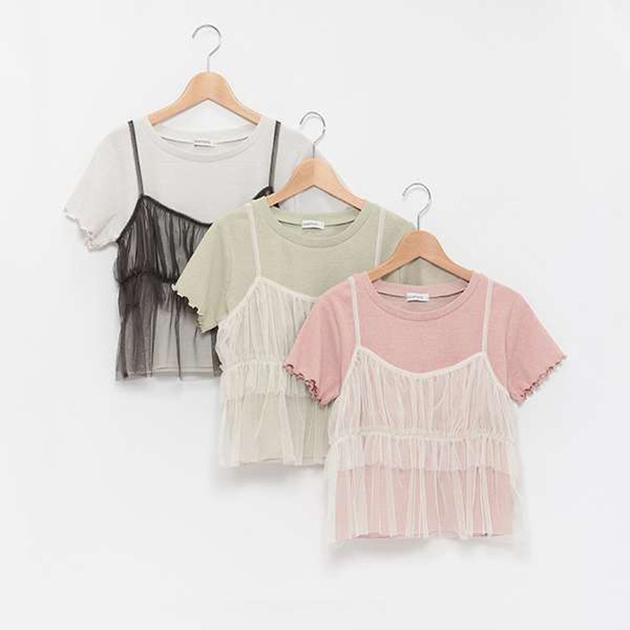 Glittery Layered Tulle Camisole,Pink, large image number 14