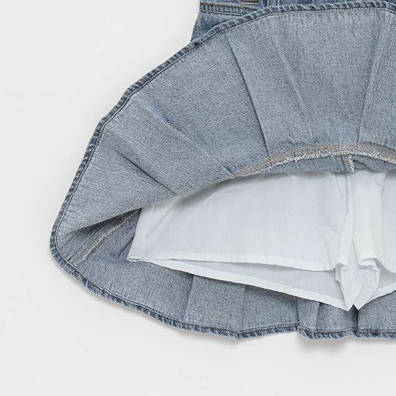 LTXC - Denim Box Pleat Skirt with Inner Shorts,Gray, large image number 14