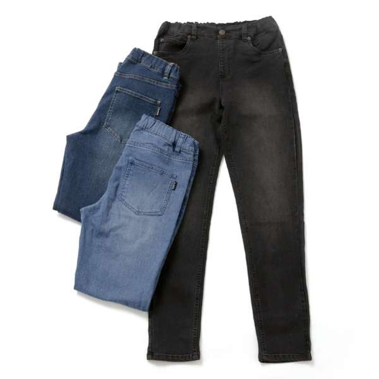 Stretch Denim Slim Pants,Black, large image number 3