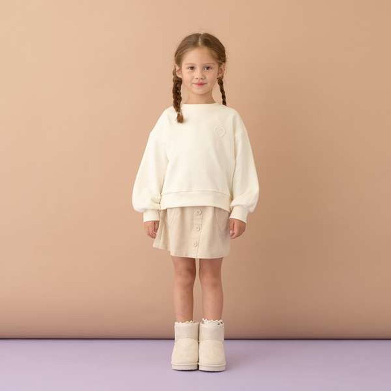 Versatile Short Sweatshirt with Accent,Beige, large image number 16
