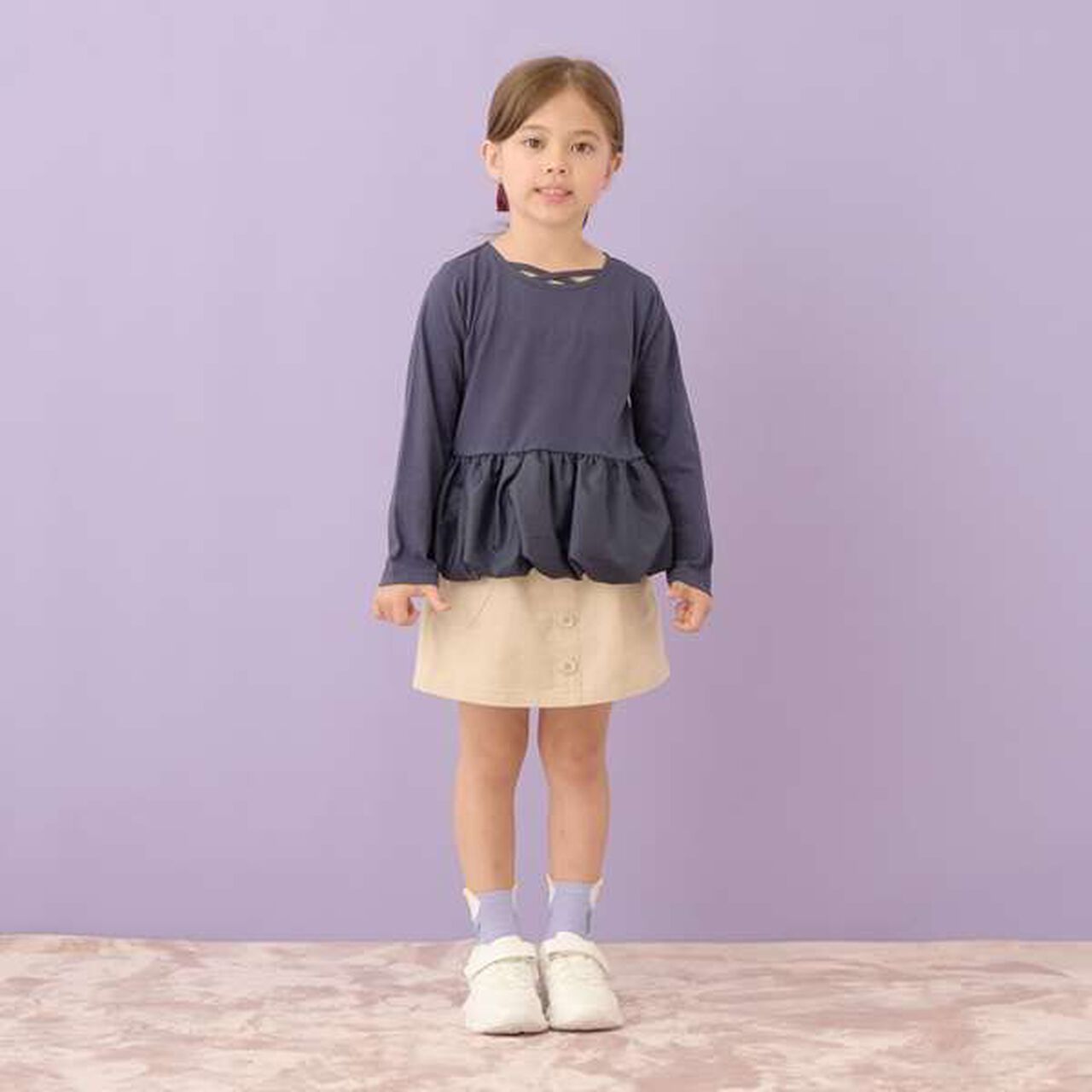 Non-Deforming Neck Balloon Peplum T-Shirt,Ivory, large image number 6