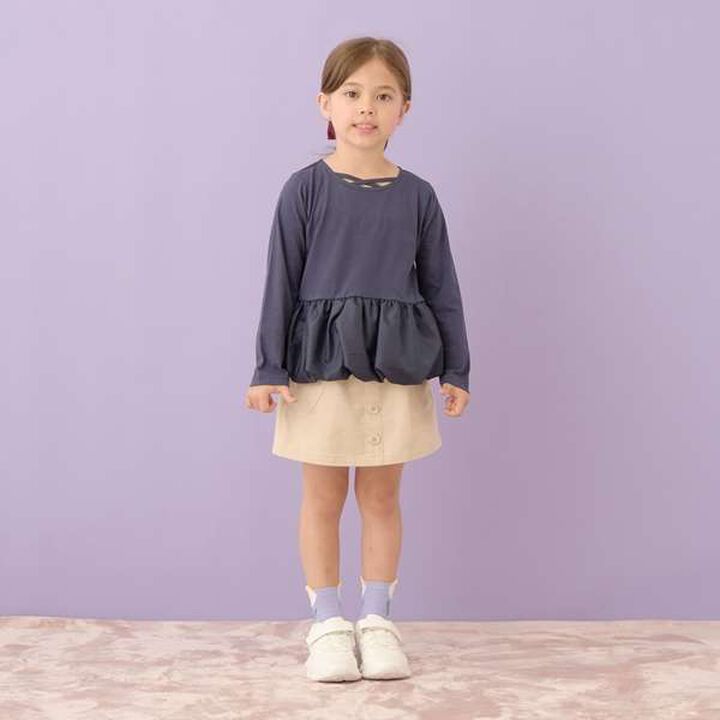 Non-Deforming Neck Balloon Peplum T-Shirt,Ivory, medium image number 6