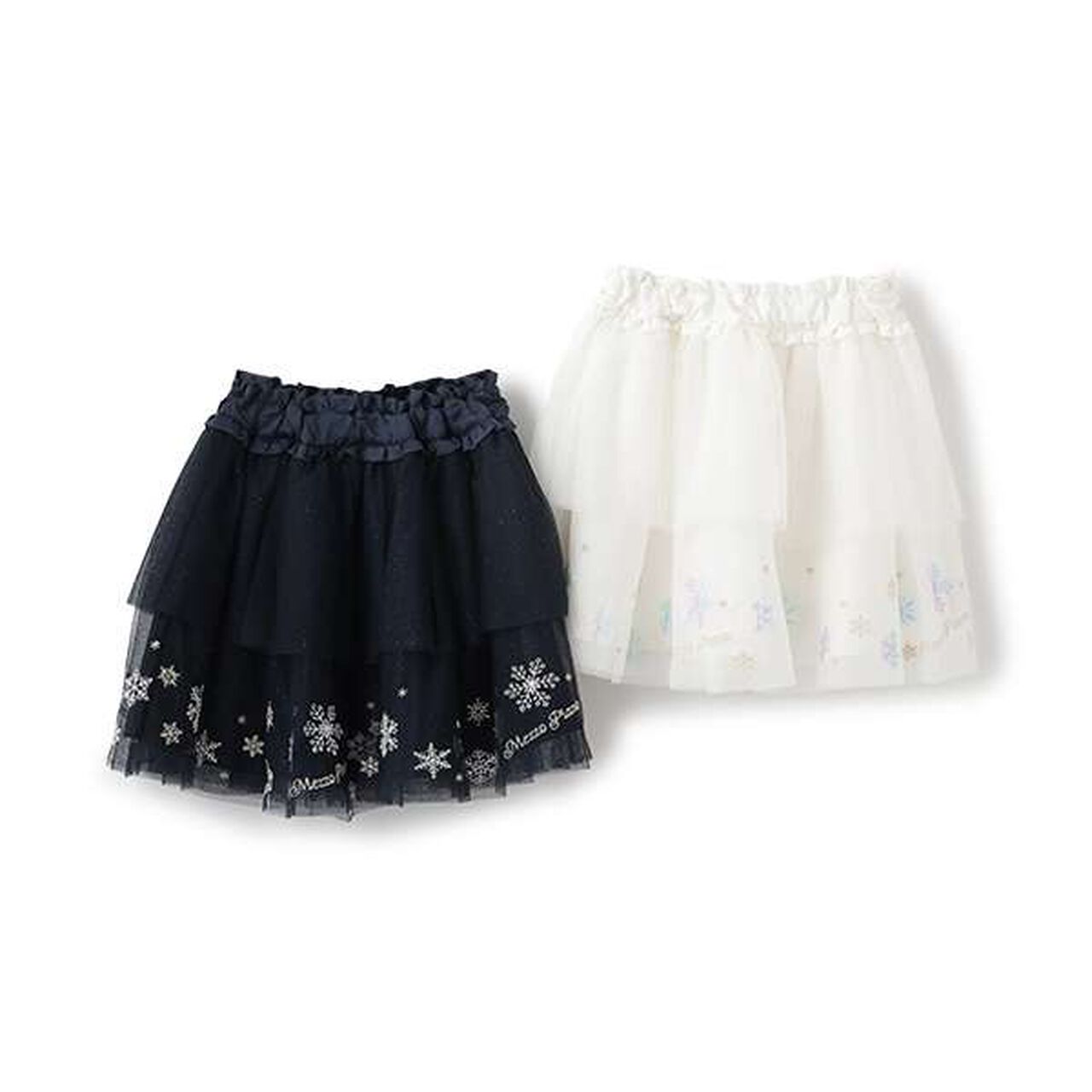 Snowflake Embroidered Tulle Skirt,Off white, large image number 7