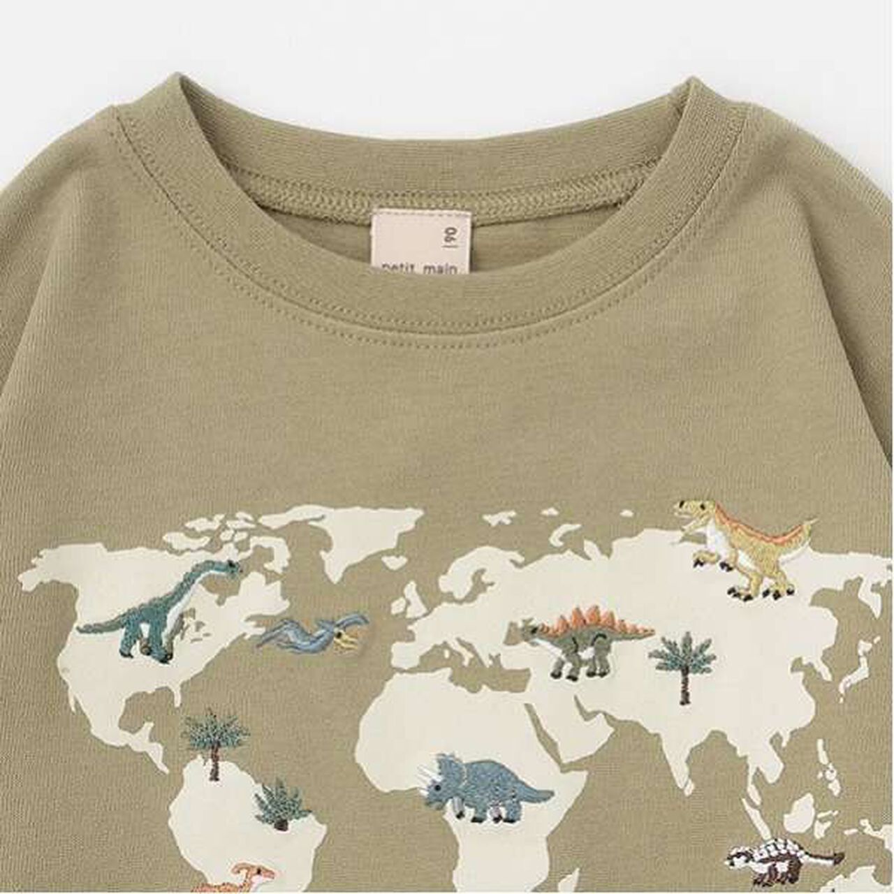 Dinosaur Embroidered Long Sleeve T-Shirt,Khaki, large image number 8