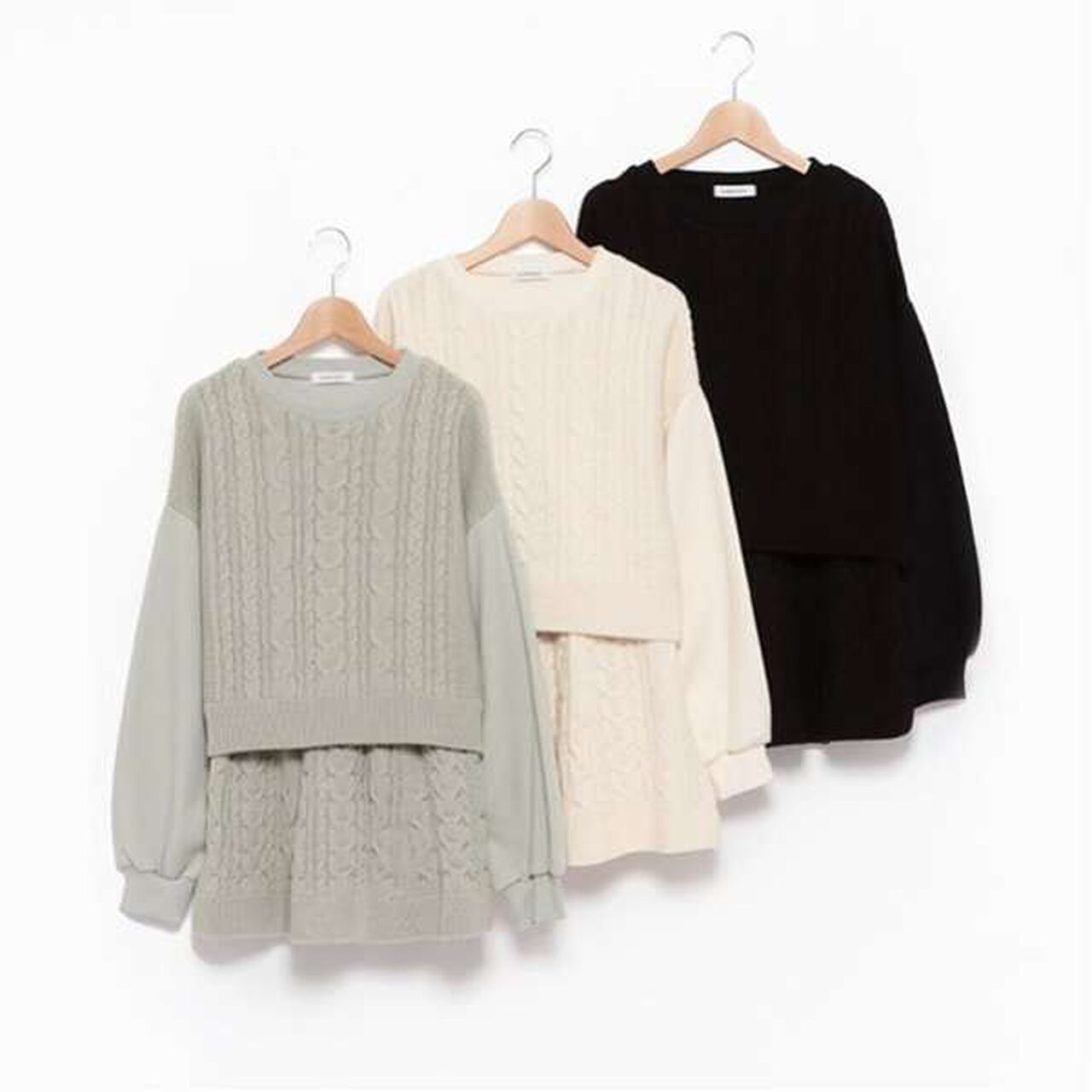 Cable Knit Set-Up,Black, large image number 9