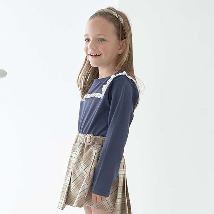 Non-Deforming Cotton Lace Long-Sleeve T-Shirt,Blue gray, medium image number 17