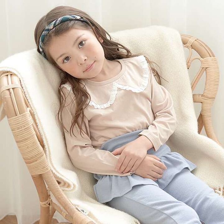 Non-Deforming Cotton Lace Long-Sleeve T-Shirt,Blue gray, medium image number 16