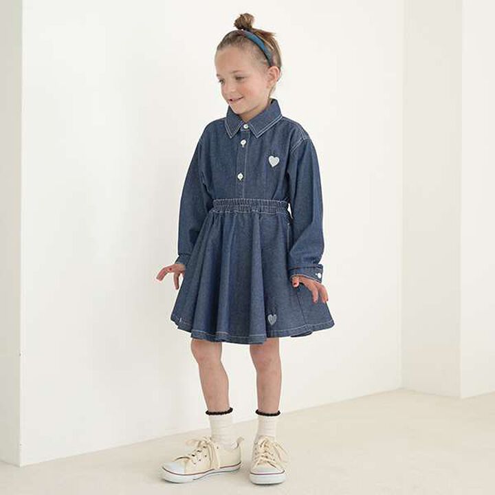 Soft Denim Heart Embroidery Shirt,Blue, medium image number 14
