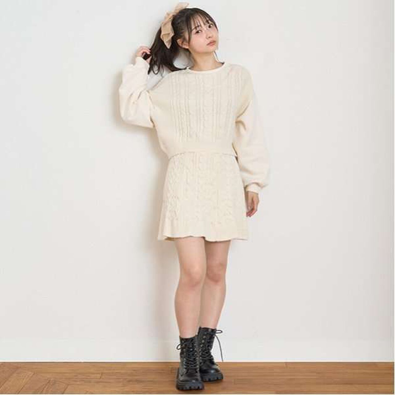 Cable Knit Set-Up,Black, large image number 8