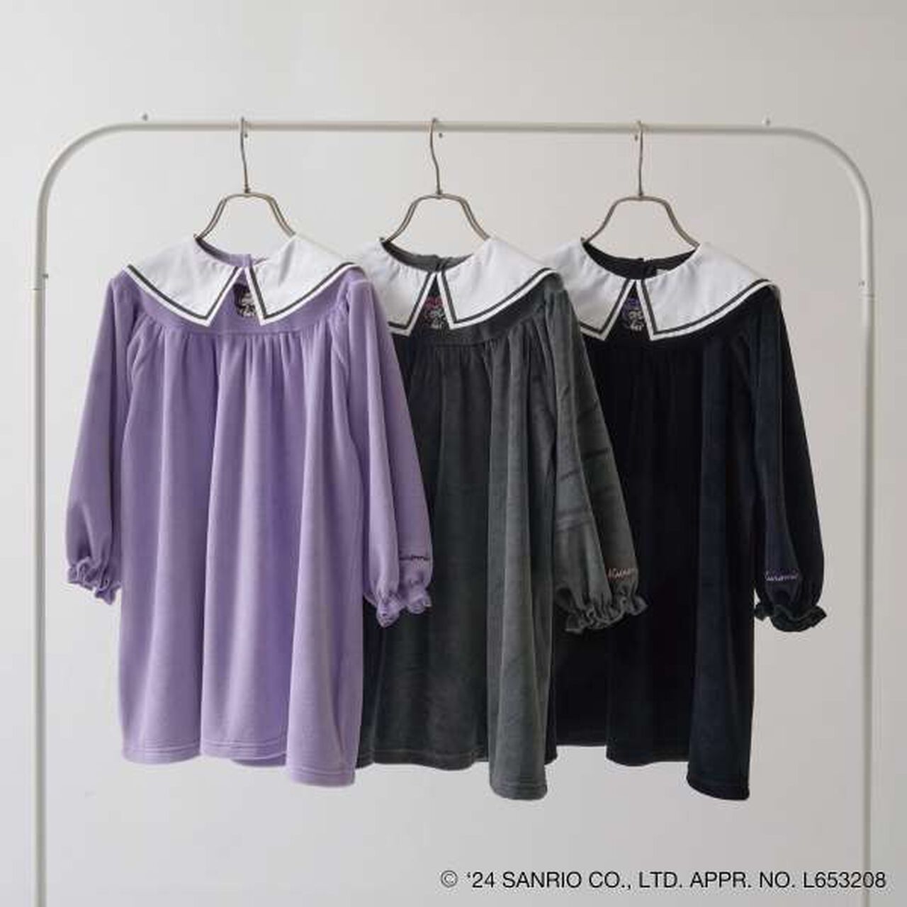 Sanrio Kuromi Collar One-Piece Dress,Charcoal gray, large image number 1
