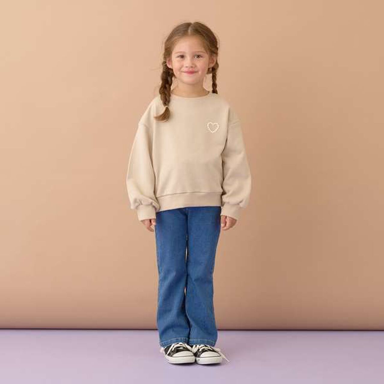 Versatile Short Sweatshirt with Accent,Beige, large image number 3