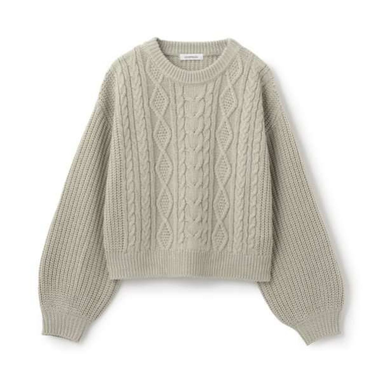 Cable Knit Pullover,Light green, large image number 2