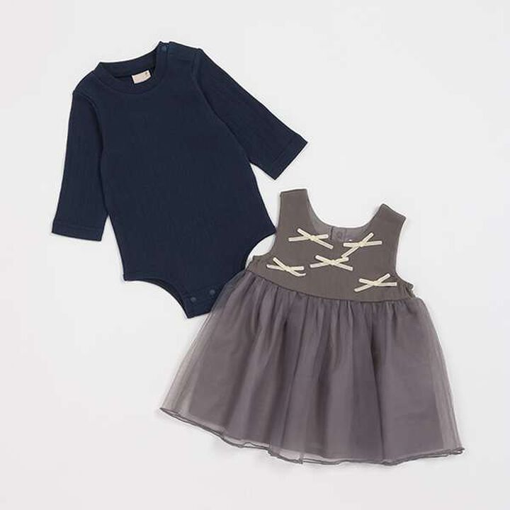 Tulle Dress Set with Ribbon,Light gray, medium image number 14