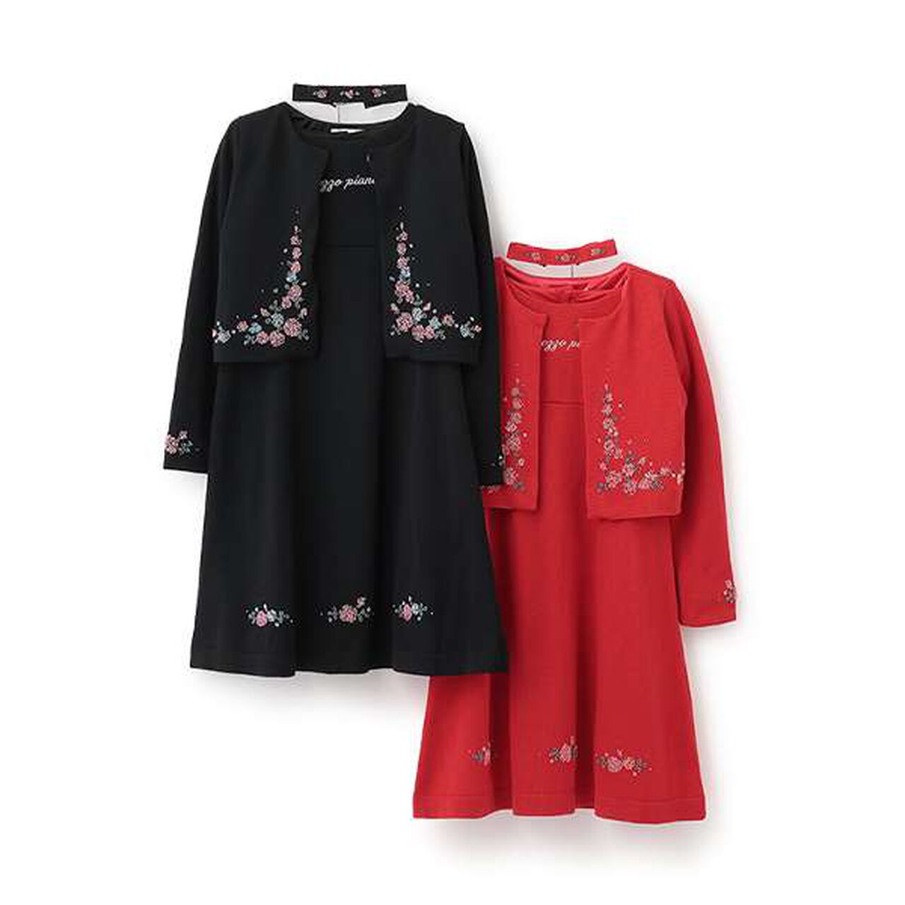 35th Beaded Embroidery Knit Dress & Bolero Set,Red, large image number 9