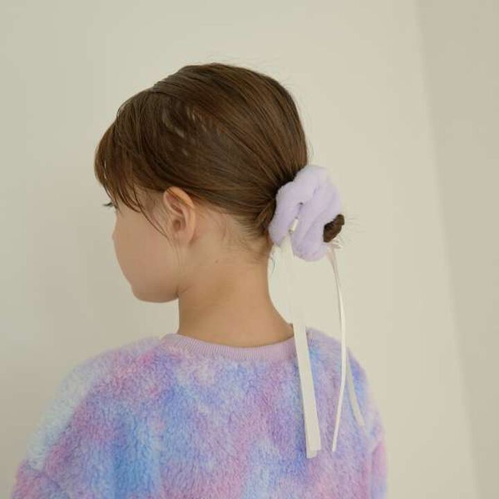 Ribbon-Trimmed Faux Fur Scrunchie,Beige, medium image number 10