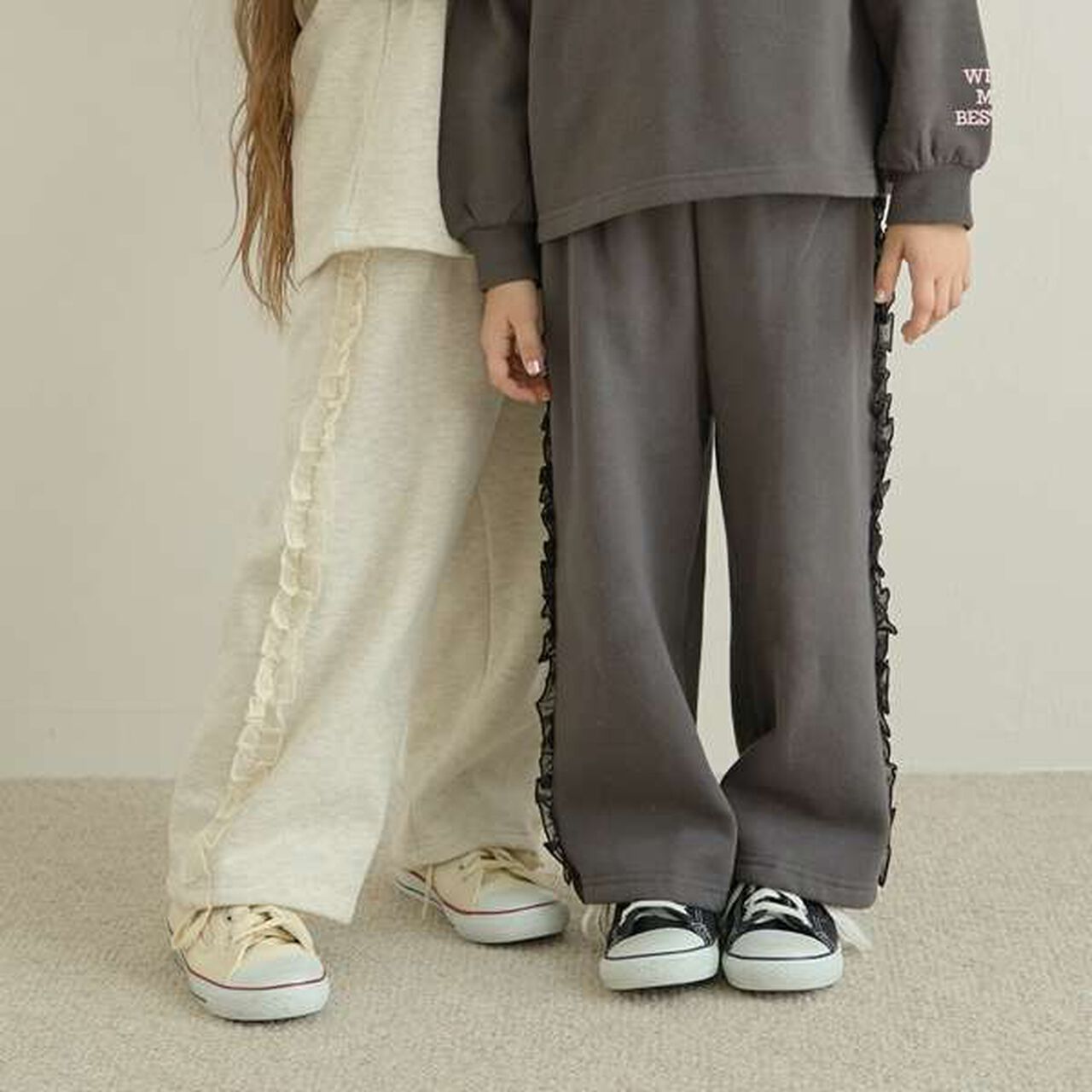 Pilling-Resistant Side Frill Wide Sweatpants,Moderate pink, large image number 7