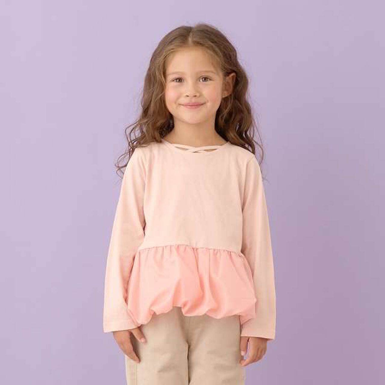 Non-Deforming Neck Balloon Peplum T-Shirt,Ivory, large image number 17