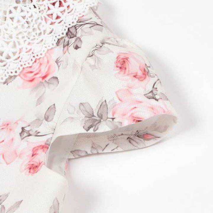Lace Collar Floral Dress & Jacket Set,Pearl white, medium image number 2