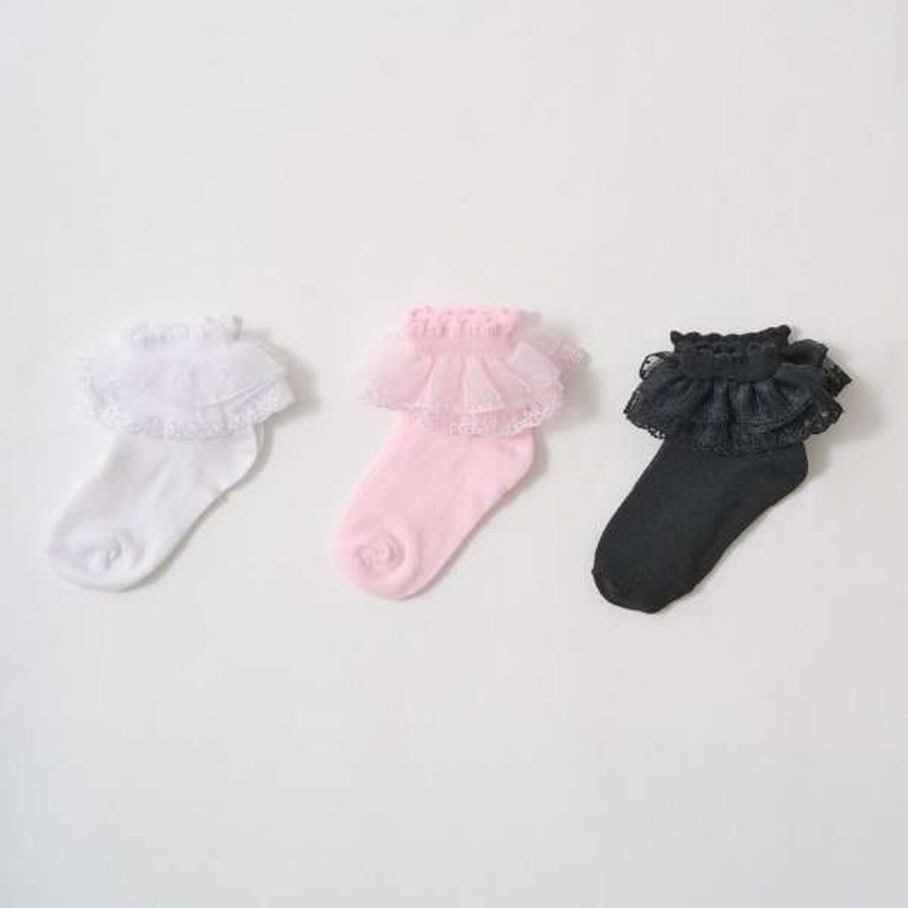 Lace Trimmed Socks,Pink, large image number 1
