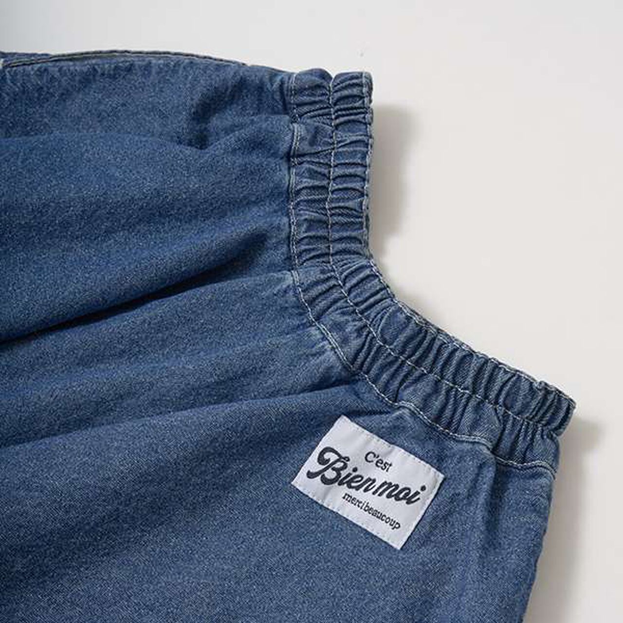 Soft Denim Heart Embroidery Flare Skirt,Blue, large image number 14
