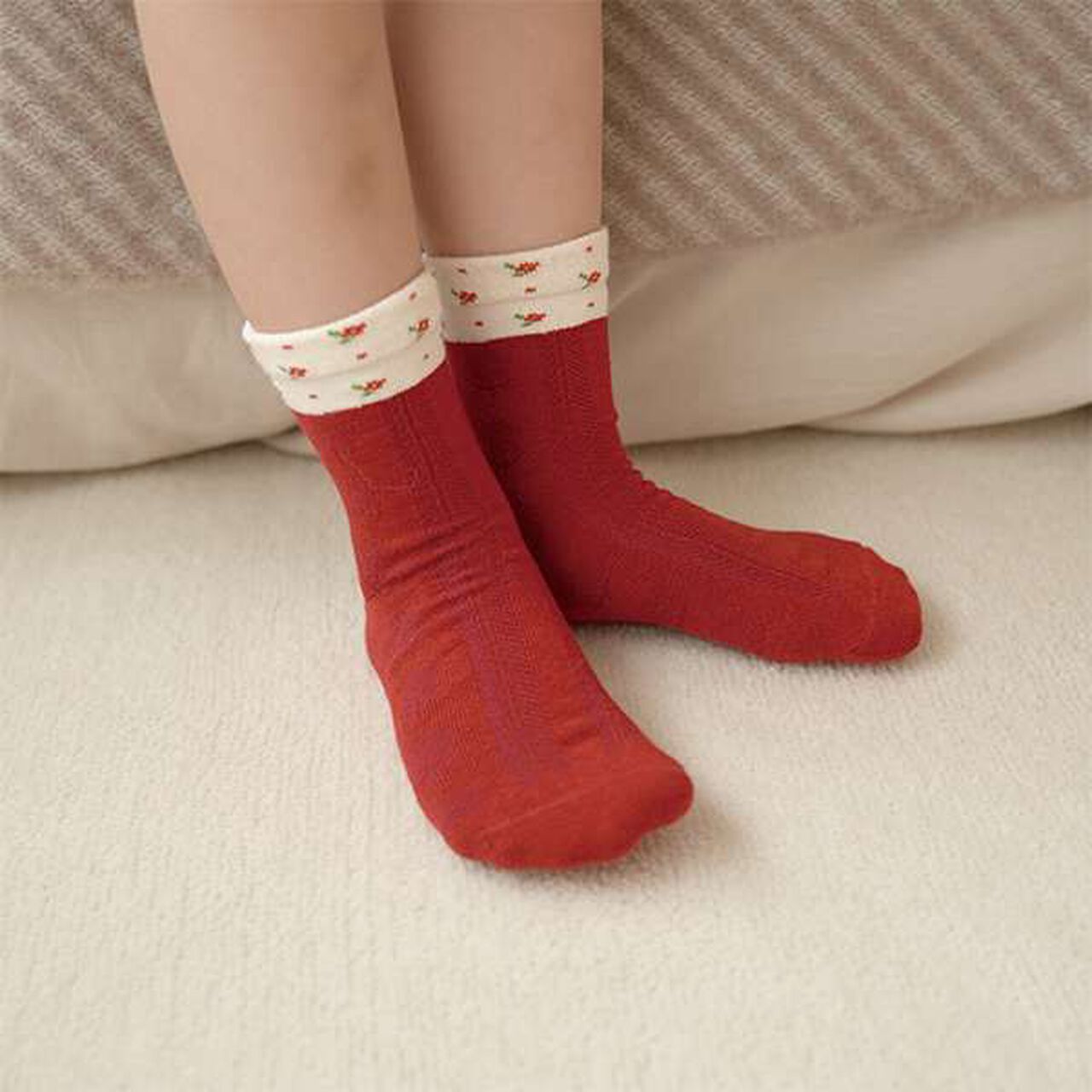 Assorted Flower & Cherry Socks,Striped, large image number 14