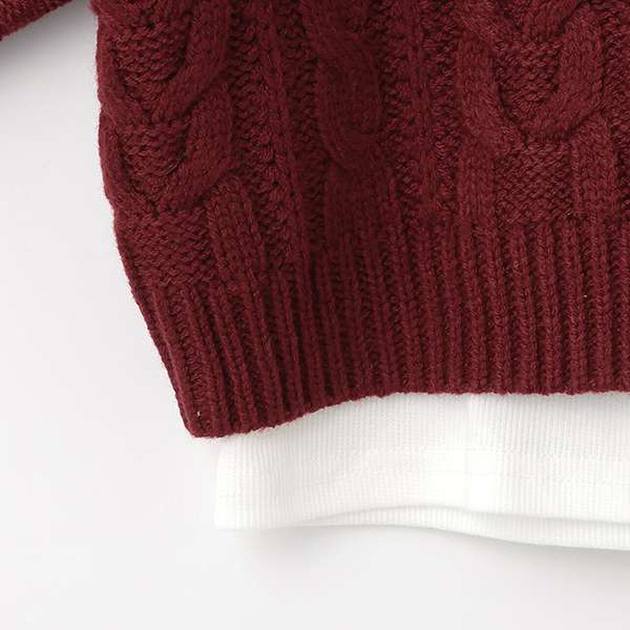 Inner Layered Cropped Knit,Deep red, large image number 6