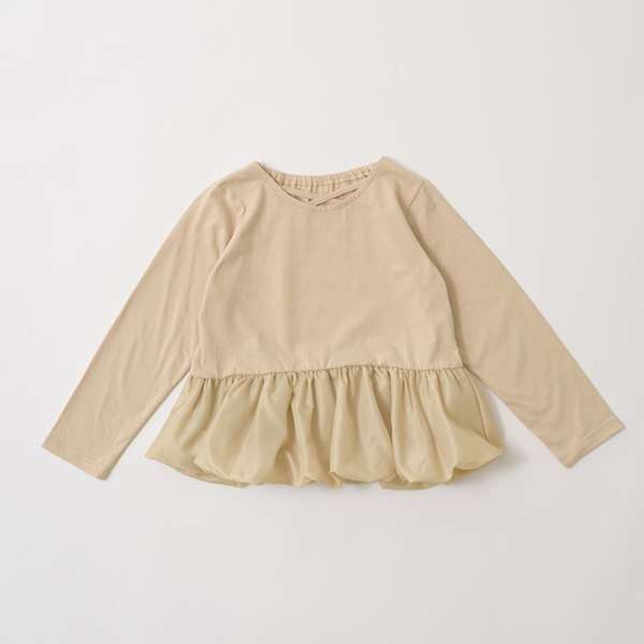 Non-Deforming Neck Balloon Peplum T-Shirt,Ivory, large image number 9