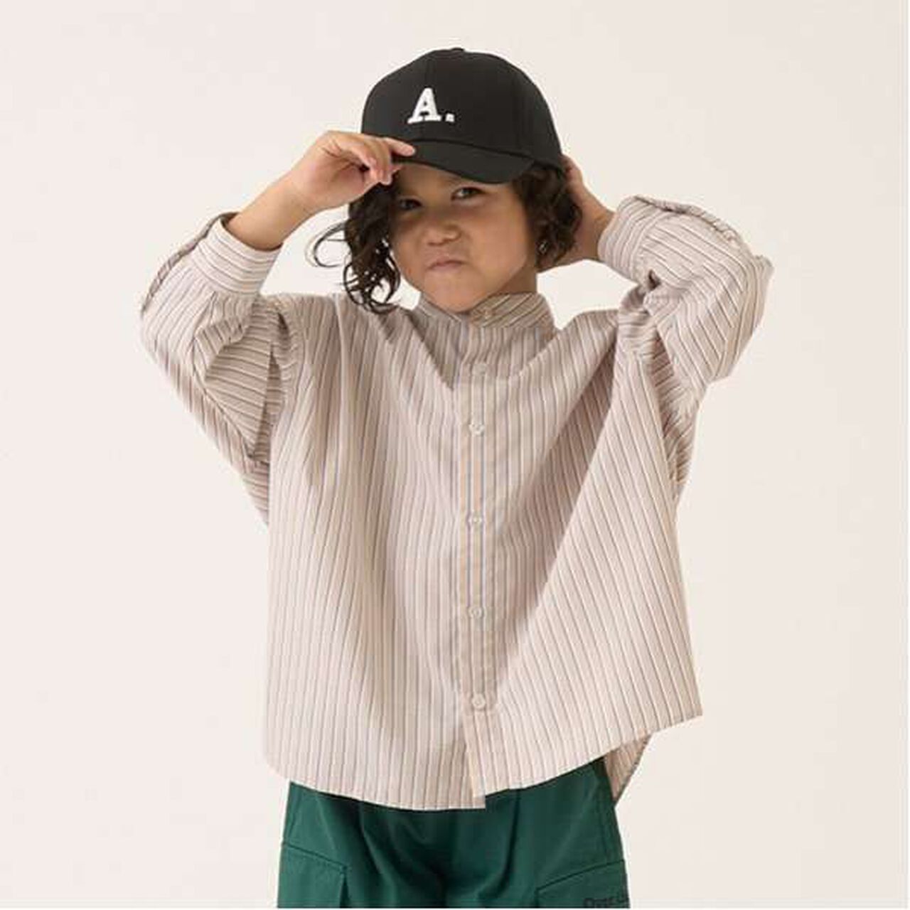 Occasion Band Collar Shirt,Beige, large image number 0