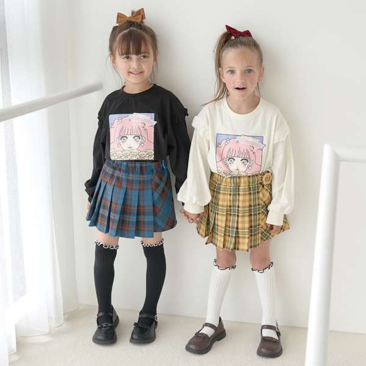 Non-Deforming Girls' Frill Big T-Shirt,Black, large image number 7